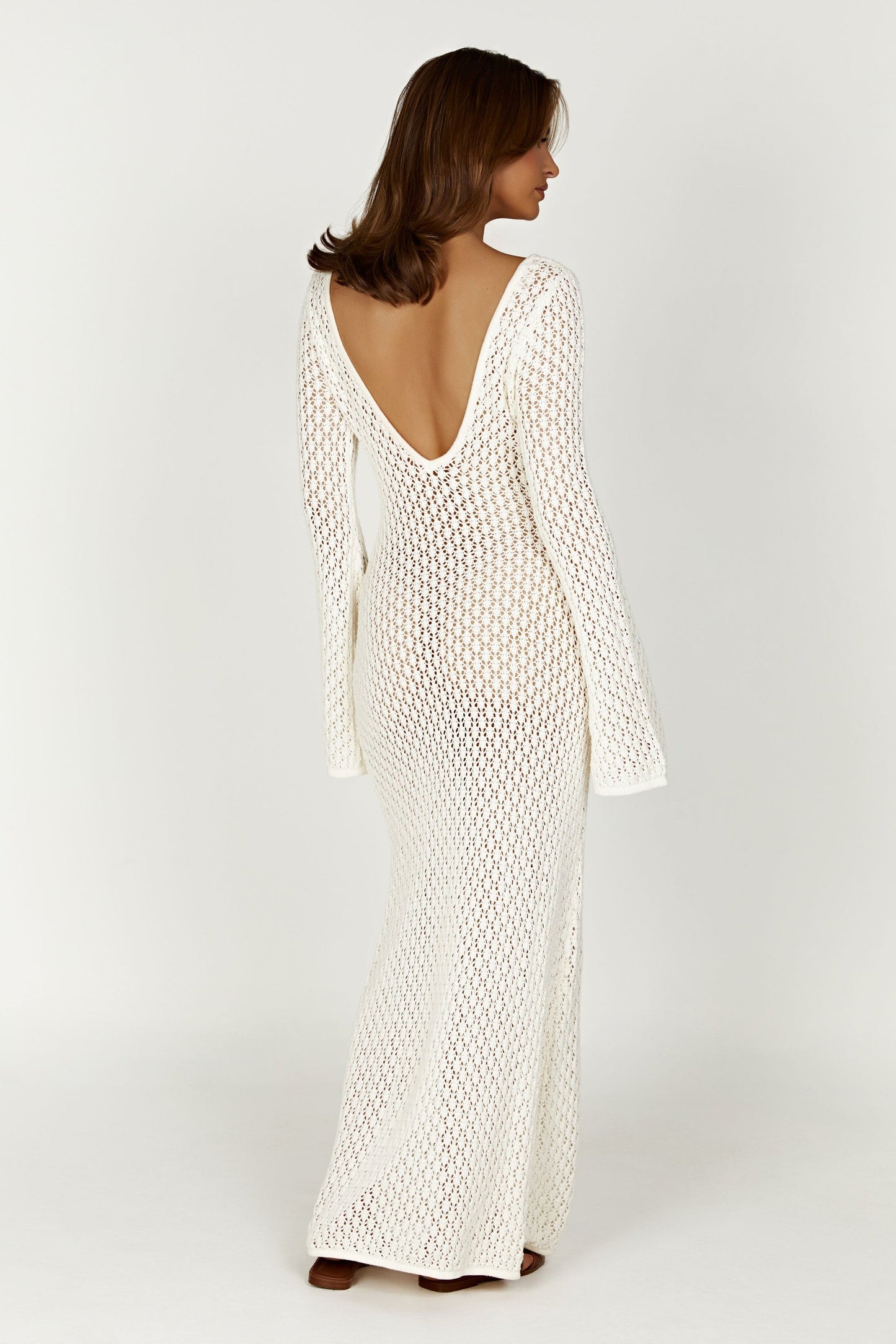 Sorielle Crochet Fishtail Flare Sleeve Maxi Dress